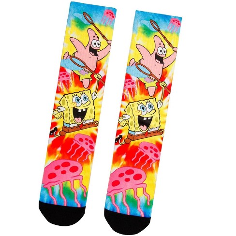 Nickelodeon Spongebob Squarepants Jellyfish Tie-dye Sublimated Crew Socks  Multicoloured : Target