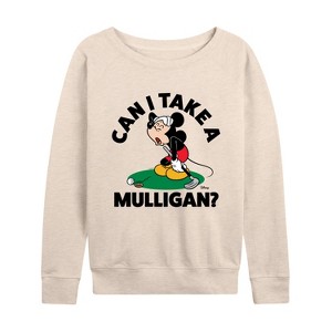 Women's - Disney - Can I Take A Mulligan Lightweight French Terry Wide Neck Long Sleeve Shirt - 1 of 4