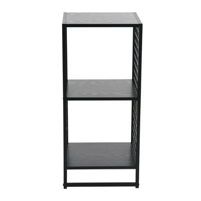 Black Metal and Wood Grain 2-Cube Bookshelf
