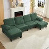 Mjkone 110"Velvet U-Shaped Sectional Sofa Couches, Upholstered 4-Seater Sofa with Double Chaises and Sleepable Armrests - 2 of 4