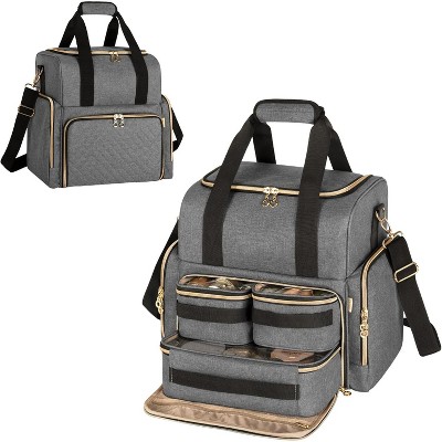Large Travel Makeup Bag with 3 Removable Cases, Cosmetic Bag with Detachable Dividers
