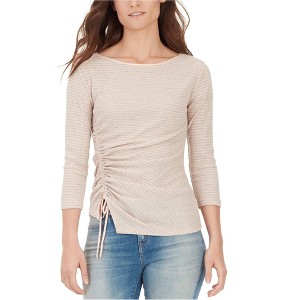 William Rast Womens Ruched Striped Graphic T-Shirt - 1 of 1