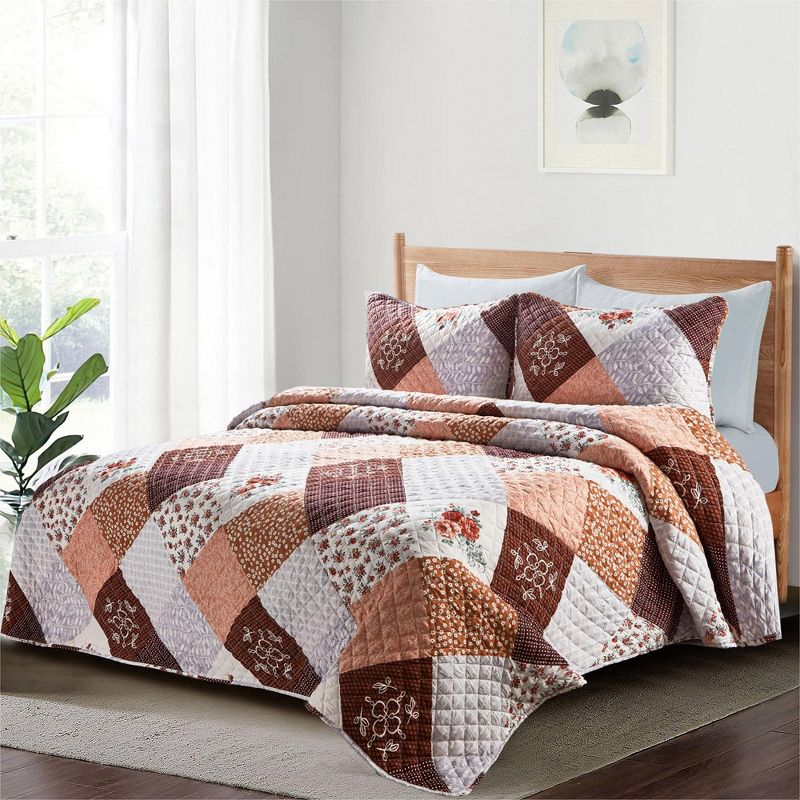 Peace Nest Premium Microfiber Ultra Soft Reversible Quilted Coverlet Set, 4 of 7