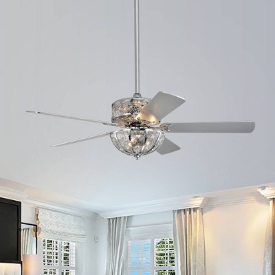 52" x 52" x 22" Wilson Chrome Lighted Ceiling Fan Silver - Warehouse Of Tiffany: Remote, Polished Metal, ETL Listed