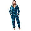 Just Love Womens One Piece Buffalo Plaid Adult Bodysuit Faux Sherling Lined Hoody Pajamas - 4 of 4