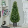 4' Artificial Cedar Topiary Trees with Gray Planter Pot, Realistic Faux Pine Shrubs Plants, Set of 2 (Indoor/ Outdoor) - 3 of 4