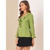 INSPIRE CHIC Women's Office Work Ruffle V Neck Long Sleeve Chiffon Peasant Blouse - 4 of 4