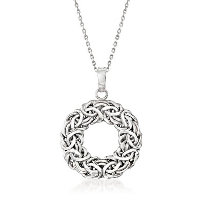 Ross-Simons Sterling Silver Byzantine Open Circle Pendant Necklace