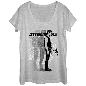 Women's Star Wars Millennium Falcon Han Solo Scoop Neck - 1 of 3