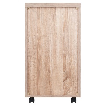 Transitional Two-Tone Brown and White Lockable Office Storage Cabinet
