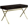 HomeRoots 24" Dark Brown and Gold Computer Desk With Two Drawers - 4 of 4