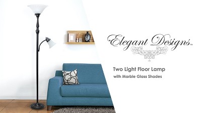 71" Antique Brass 2-Light Mother Daughter Floor Lamp