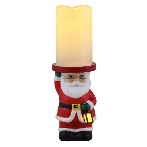 Battery-Operated Santa Claus Lantern with Faux Candles