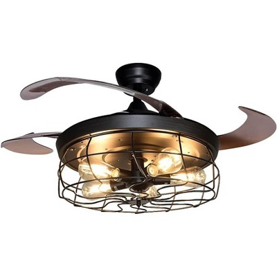 Runesay LED Ceiling Fan with Lamp and Remote Control, Ceiling Lamp with Timer, Adjustable, Super Quiet, with Ceiling Light for Living Room (No Bulb)