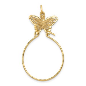 Black Bow Jewelry 14k Yellow Gold Butterfly Charm Holder Pendant, 20mm (3/4 inch) - 1 of 4