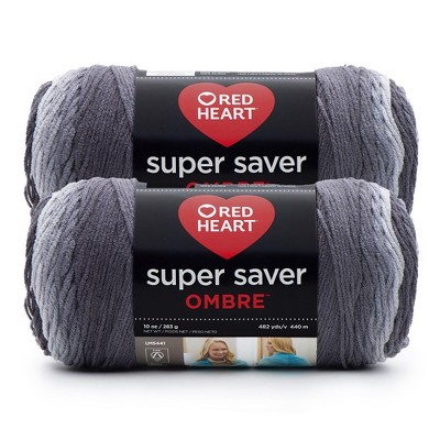 Red Heart Super Saver Yarn 2 Pack-Anthracite Ombre