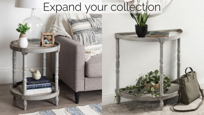 Bellport Rustic Brown Wood Side Table with Shelf