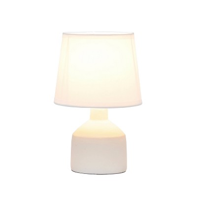 Off-White Ceramic Mini Table Lamp with Fabric Shade