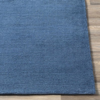Navy Blue High Pile Wool Rectangle Rug 5' x 8'