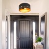 PAKOKULA 3-Light Matte Black Industrial Drum Flush Mount Ceiling Light with Brass Inside Finish and Wavy Brim Fixture - 4 of 4