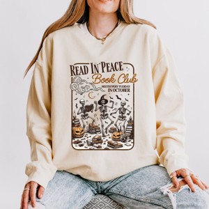 Simply Sage Market Read In Peace Book Club Lightweight Garment Dyed Sweatshirt - 1 of 4