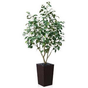 DR.Planzen 72" Artificial Ficus Tree - 6FT UV Resistant Fake Plant with Silk Leaves & 15.7" Planter for Indoor House Plants, Floor & Tall Faux Trees - 1 of 4