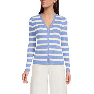 Lands' End Women's Drifter Baby Cable VNeck Cardigan Sweater