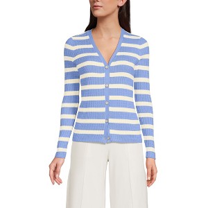 Lands' End Women's Drifter Baby Cable VNeck Cardigan Sweater - 1 of 4