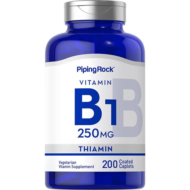 Piping Rock Vitamin B-1 (Thiamin) | 250 mg | 200 Coated Caplets, 1 of 2
