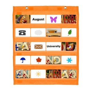 Unique Bargains Magnetic Wall Hanging Small Double-Sided Classroom Pocket Chart - 1 of 4