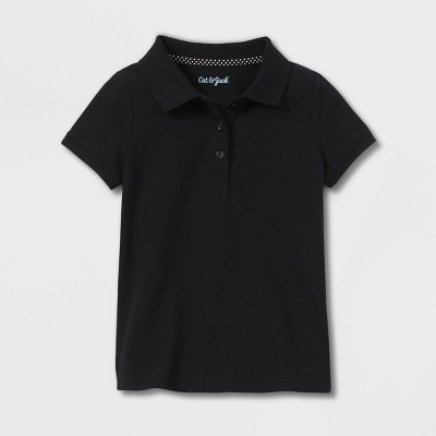 Toddler Girls' Short Sleeve Pique Uniform Polo Shirt - Cat & Jack™ Black