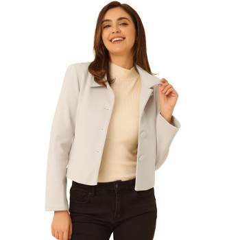 Allegra K Women's Elagant Short Coat Point Collar Single Breasted Slant Pocket Peacoats