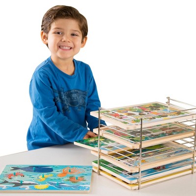 Melissa & Doug Puzzle Storage Rack - Wire Rack Holds 12 Puzzles