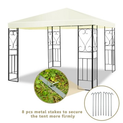 Beige 10'x10' Steel Frame Patio Gazebo Canopy Tent