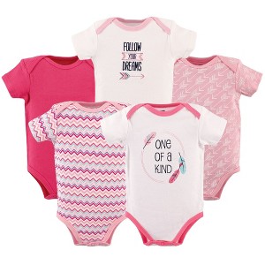 Hudson Baby Infant Girl Cotton Bodysuits 5pk, One Of A Kind - 1 of 4