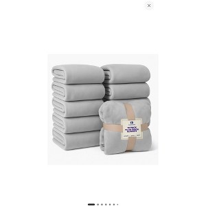 Continental Bedding Microfleece Bed Blankets - 10 Pack - Soft Lightweight Fleece Throw Blanket Single Color Set - Ivory, Purple, Pink, Blue, Gray - 1 of 4