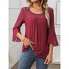 Coolmee Women's Ruffle 3/4 Sleeve Elegant Dressy Blouses Crew Neck Double Layers Mesh Tunic Tops - 3 of 4