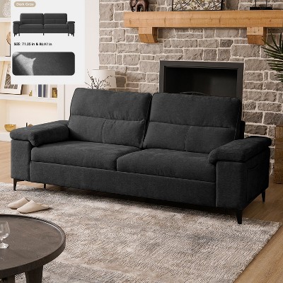 Chenille Sofa with Adjustable Armrests and Extra Thick Cushions