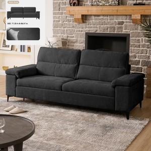 Chenille Sofa with Adjustable Armrests and Extra Thick Cushions - 1 of 4