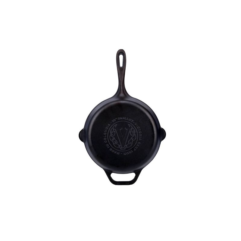 Victoria Seasoned 10&#34; Cast Iron Skillet with Long Handle and Helper Handle, 4 of 9