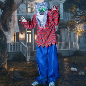Joyfy 63'' Halloween Standing Werewolf Outdoor Decoration, Life Size Animated Ghost with LED Eyes and Sound Haunted House Props for Lawn Yard Patio - 1 of 4