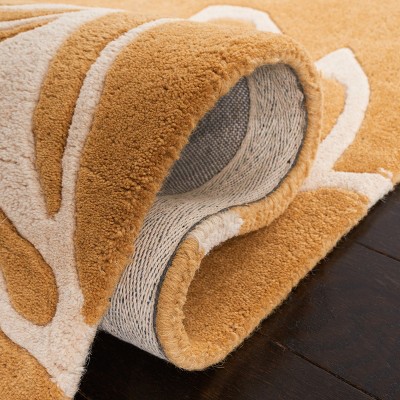 Barcelona Yellow and Off-White Hand-Tufted Wool 4' x 6' Rug