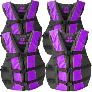 Hardcore life jacket 4 pack paddle vest for Adults; Coast Guard approved Type III PFD life vest flotation device; Jet ski, wakeboard, kayak - 1 of 4