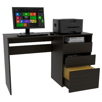 Vynxaria Louisiana Writing Computer Desk with Three Drawers & Open Shelf, Home Office Workstation