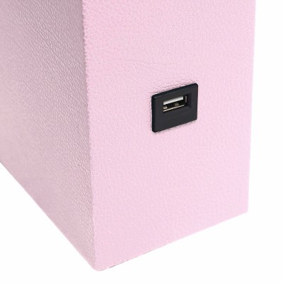 Lexington 21" Blush Pink Leather Base Modern Nightstand Lamp with USB Port
