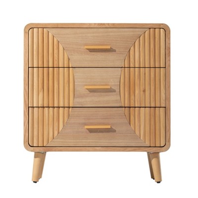 JIONJOY Fully Assembled -Drawer Nightstand - Farmhouse Dresser with Solid Wood Legs, Rustic Wood Grain Finish