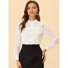 INSPIRE CHIC Women's Swiss Dots Long Sleeve Ruffled Work Office Chiffon Blouse - 2 of 4