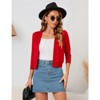 Coolmee Women's 3/4 Sleeve Cropped Cardigan Knit Sweaters Lightweight Open Front Shrug Bolero - 2 of 4