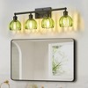 DAKAFUL Vintage Bathroom Vanity Light,2/3/4-Light E26 Base Vanity Fixture With Patterned Glass Shade&Iron Frame, Wall Sconce Over Mirror - 2 of 4