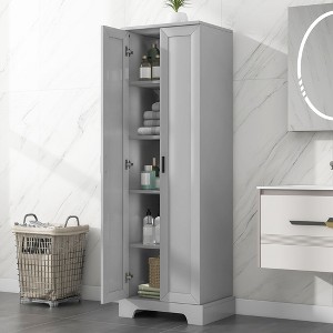 PAGED Storage Cabinet Tall Bathroom Organizer with Adjustable Shelves and 2 Doors, Freestanding Bookshelf Storage Unit for Room - 1 of 4